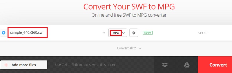 Convierte SWF a MPG con Convertio