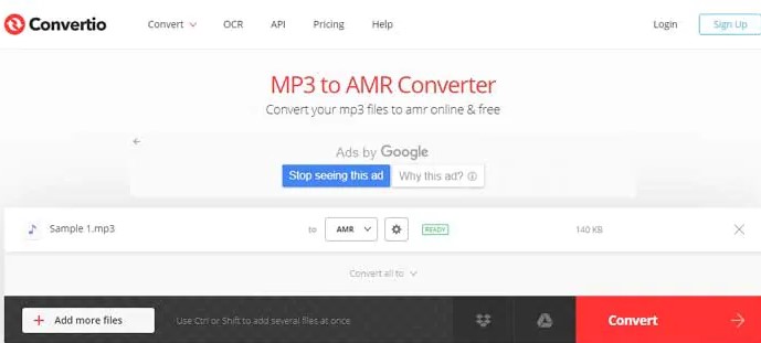 Convertir MP3 a AMR en línea