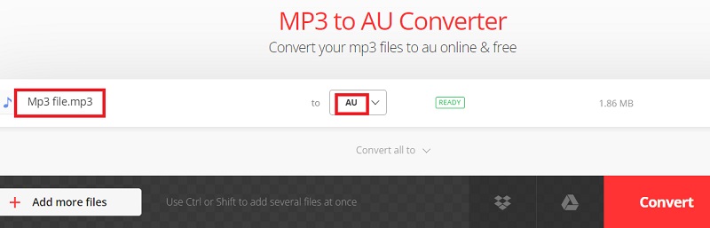 Convierta MP3 a AU gratis