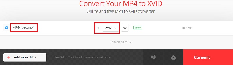 Usa Convertio para convertir tu Mp4 en Xvid