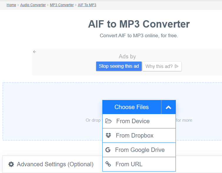 Convierta AIF a MP3 con FreeConvert