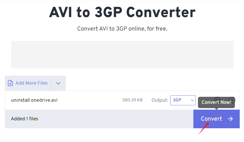 Convierta AVI a 3GP a través de FreeConvert.com