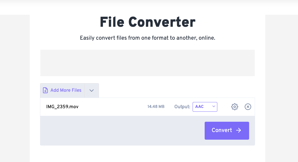 Use FreeConvert.com para convertir MOV a AAC