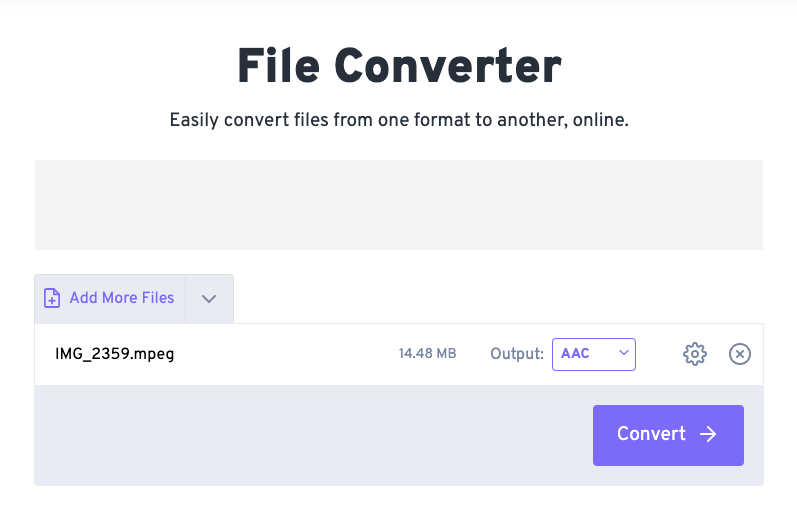 FreeConvert.com para MPEG a AAC