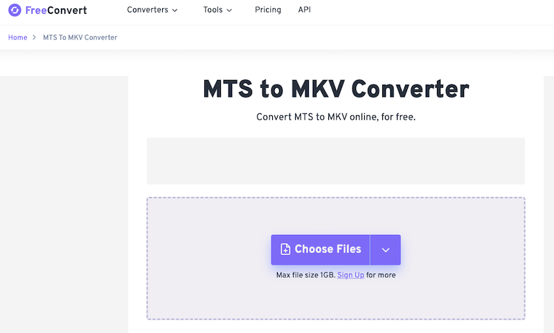 FreeConvert: Convertidor de MTS a MKV en línea