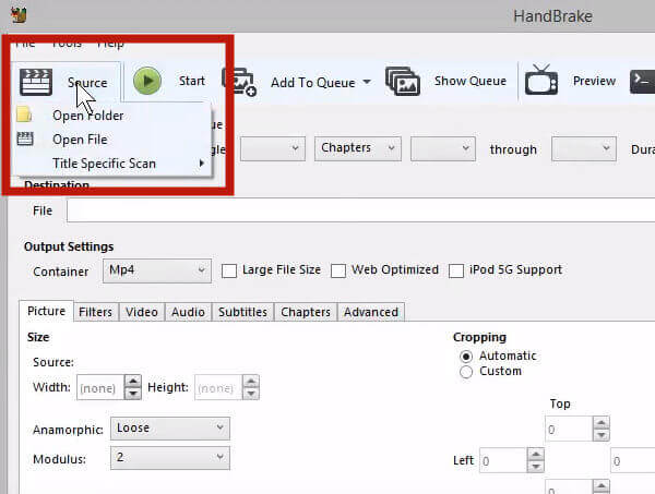 Use el freno de mano para convertir MKV a MP4