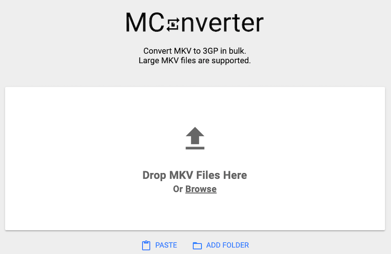 Convertidor de MKV a 3GP en línea: MConverter