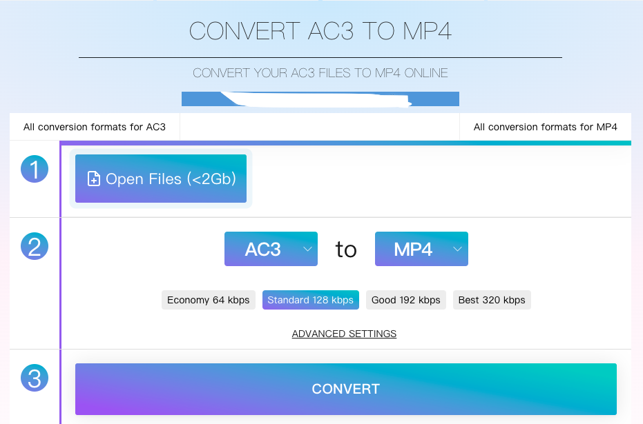 Convierta AC3 a MP4 con Online-audio-convert.com