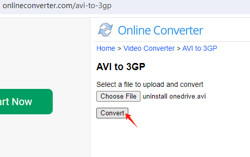 Convierta AVI a 3GP a través de Onlineconverter.com