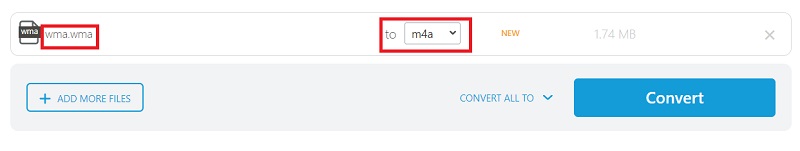 Codifique WMA en formato M4A en línea