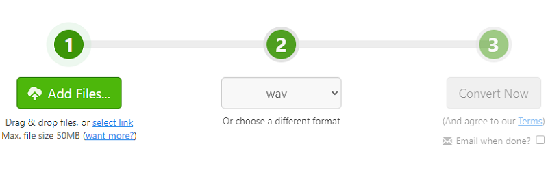 Convertir video a WAV a través de Zamzar