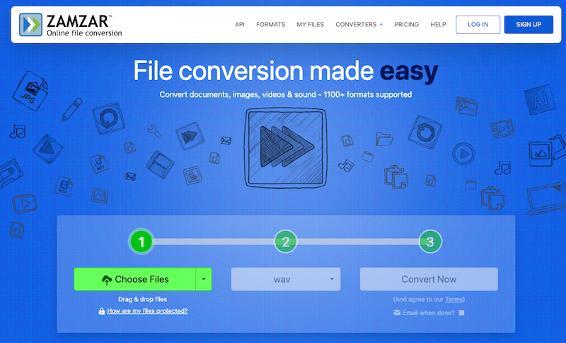 Zamzar: convertidor de MPG a WAV en línea